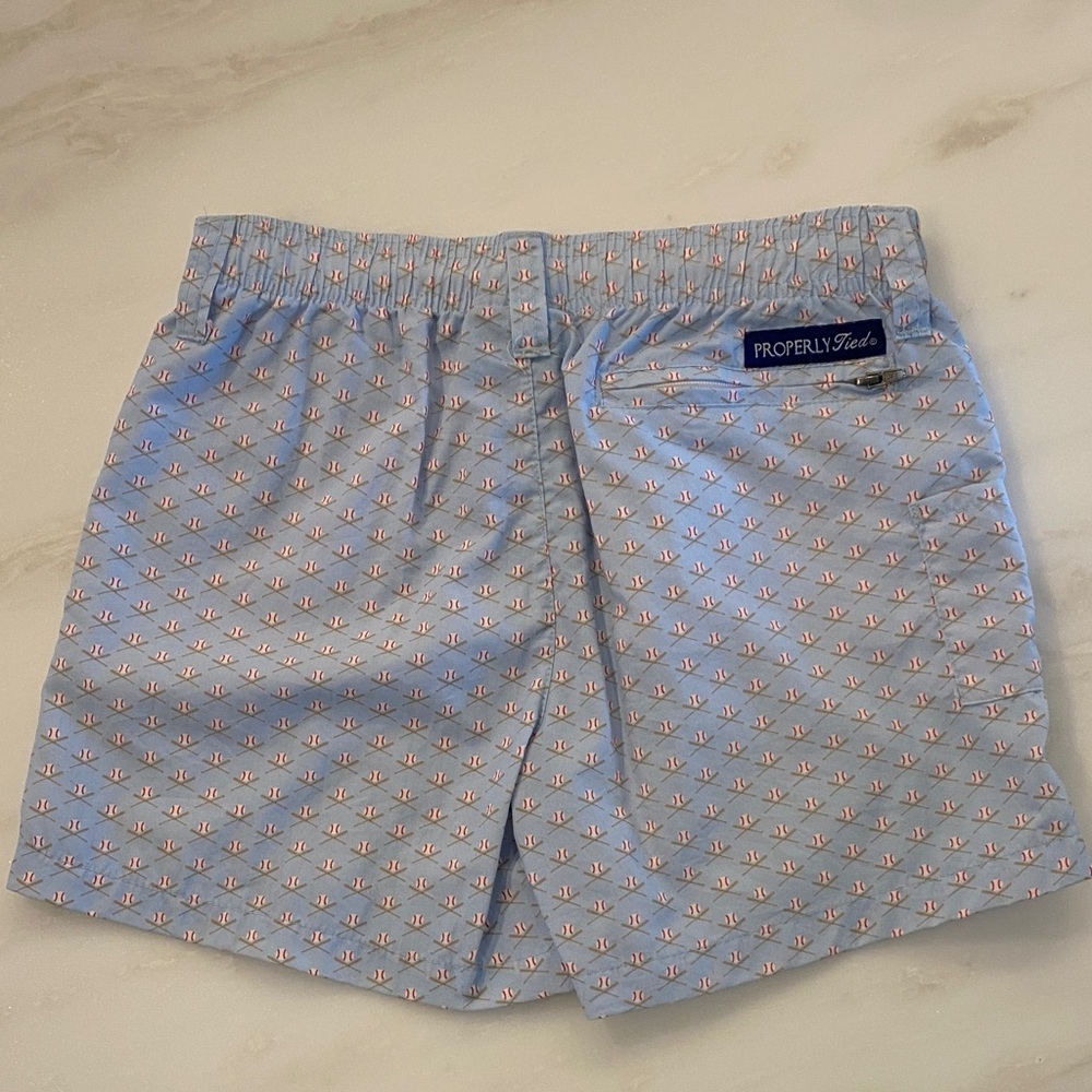 Light Blue Baseball Patterned Shorts - Picture 2 of 3